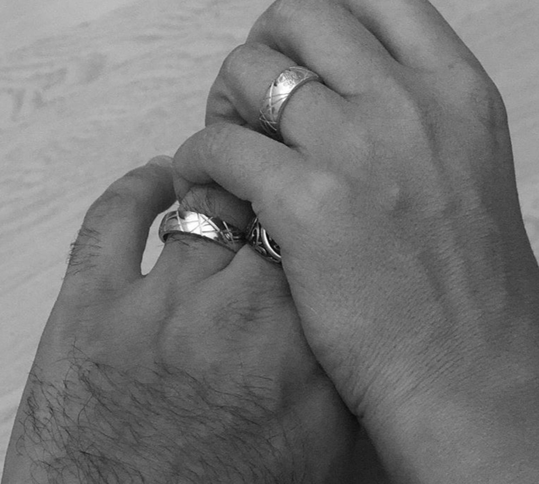 Fedi Nuziali iniziali D A - oro bianco 18 kt - Maddalena Germano