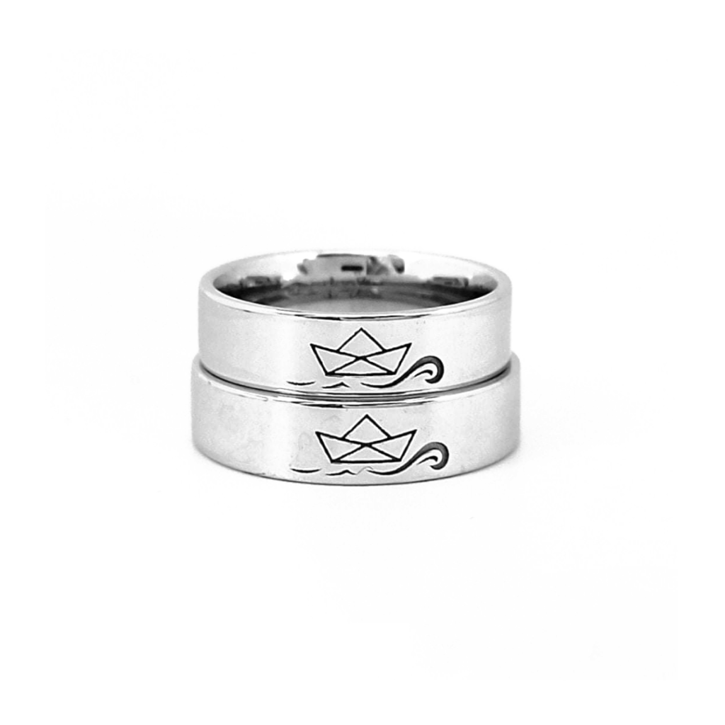 Fedi Nuziali oro bianco 18 kt - Barchetta - Maddalena Germano