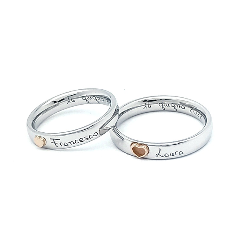 Fedi Nuziali oro bianco e rosa 18 kt - Love - Maddalena Germano