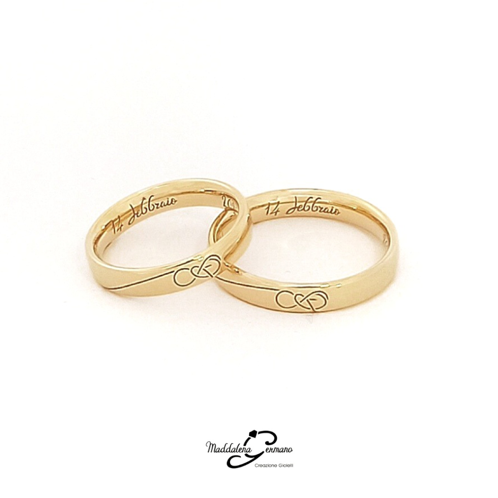 Fedi Nuziali oro giallo 18 kt - Iniziali DS1 - Maddalena Germano