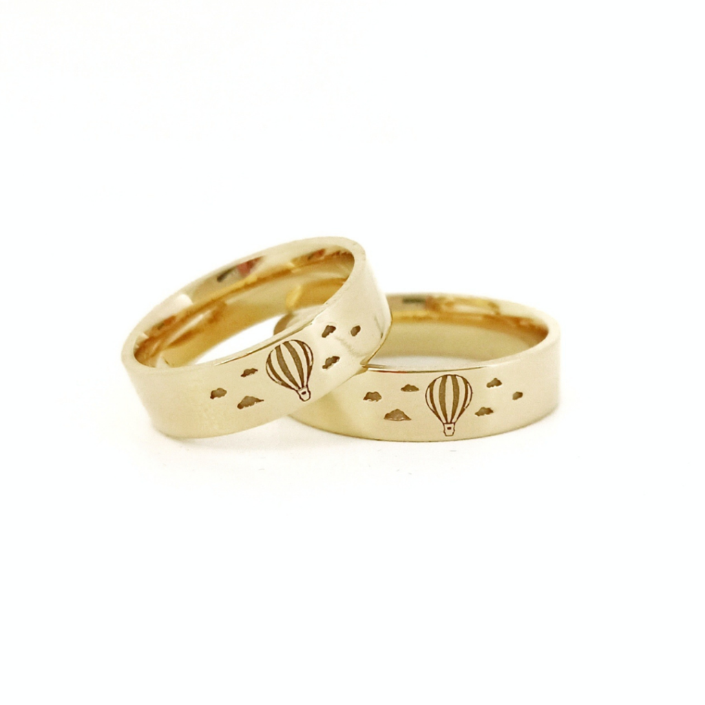 Fedi Nuziali oro giallo 18 kt - Mongolfiera - Maddalena Germano