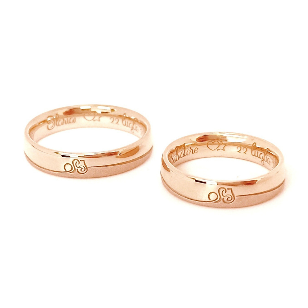 Fedi Nuziali oro rosa 18 kt - Iniziali - Maddalena Germano