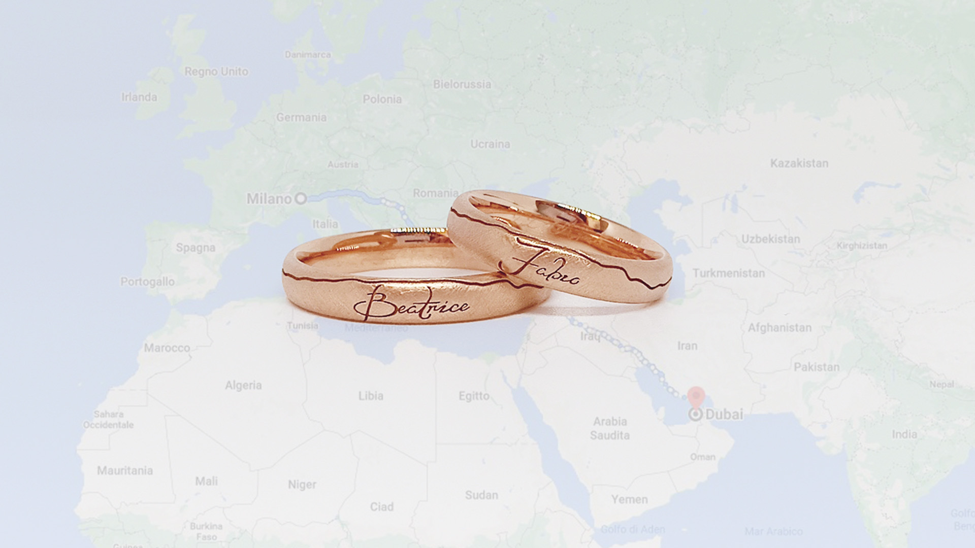 Fedi Nuziali oro rosa 18kt viaggio Italia Dubai - Maddalena Germano