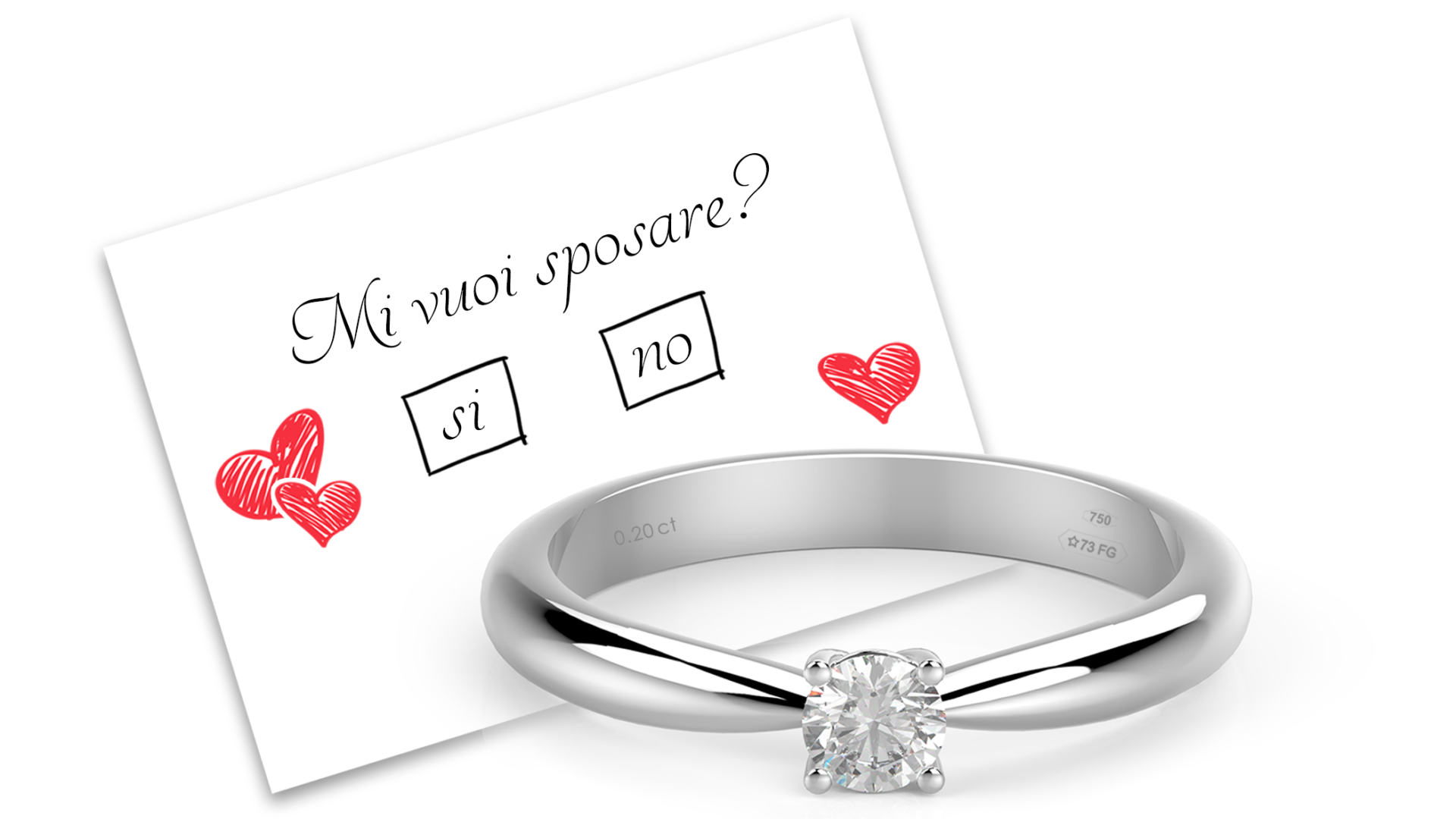 Solitario oro bianco e diamante 0.20 ct Maddalena Germano